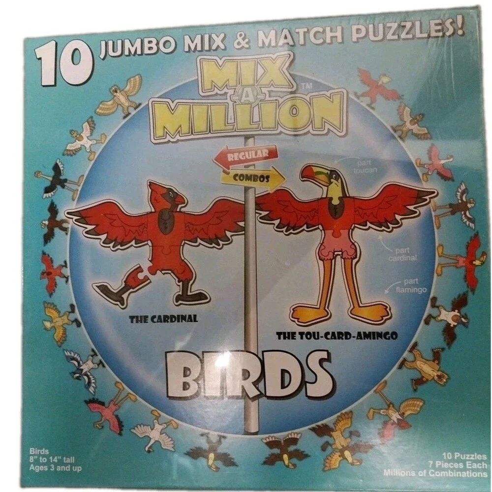 A Broader View BIRDS Jigsaw Puzzle 10 Jumbo Mix and Match Millions Of Combo's